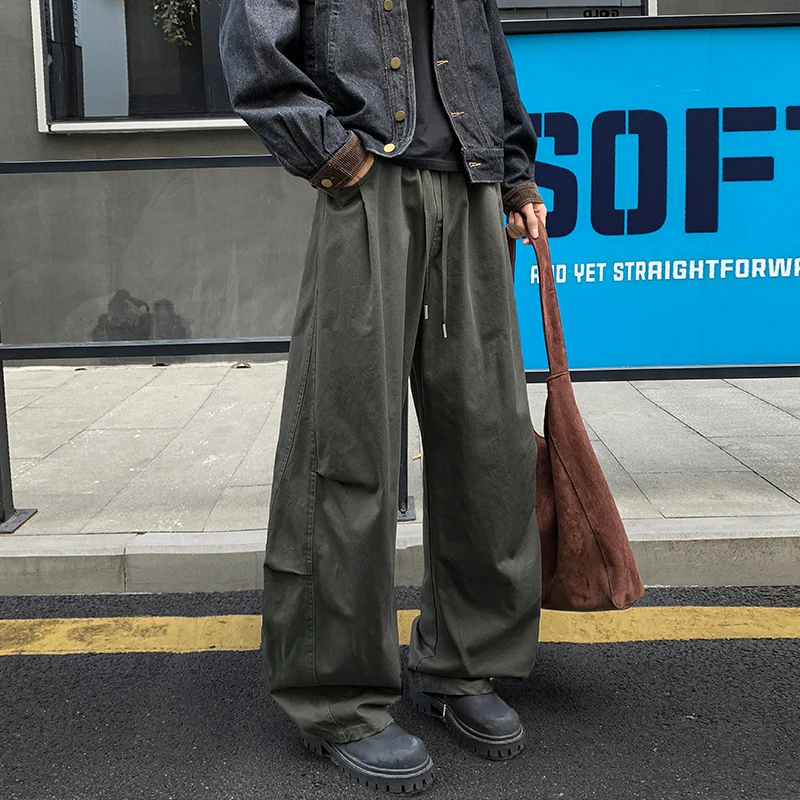 Japanese Style Streetwear Pants Men Loose Straight Casual Outdoor Vintage Cargo Pants Summer Autumn New Workwear Trousers Man
