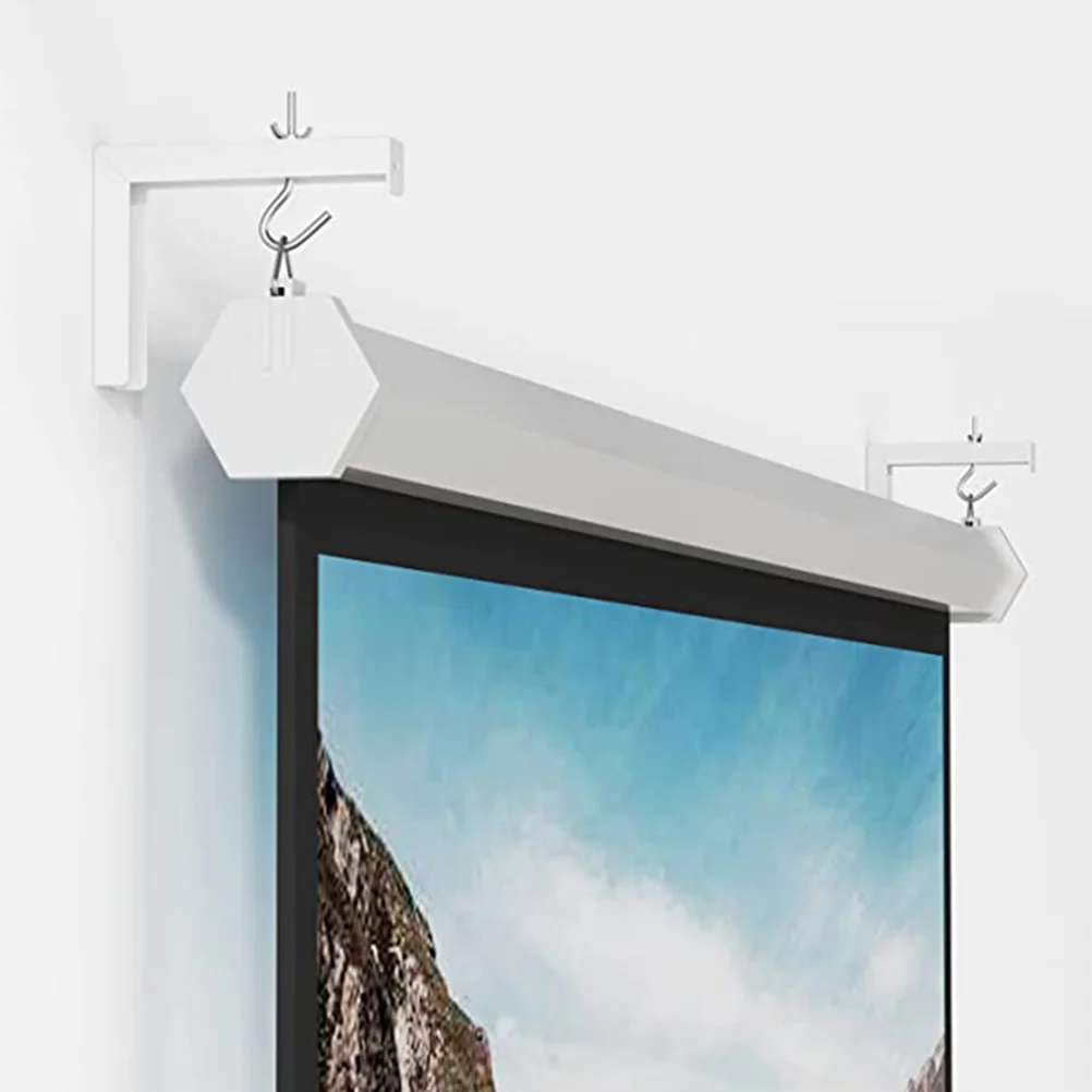 

1 Set Of Projector Screen Wall Mount Bracket L-Shaped Heavy Duty Steel Hanging Hook For Ceiling Multi-Function