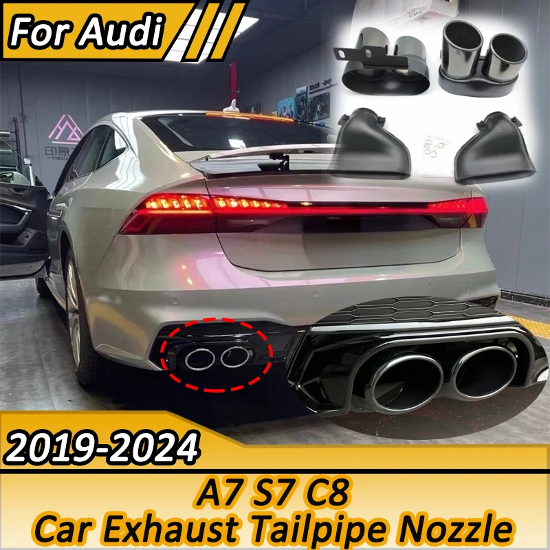Auspuff-Endrohr für Audi A7 S7 C8 2019-2024 Auspuffblenden Edelstahl Schalldämpfer Karosserie-Kit Zubehör Exterieur
