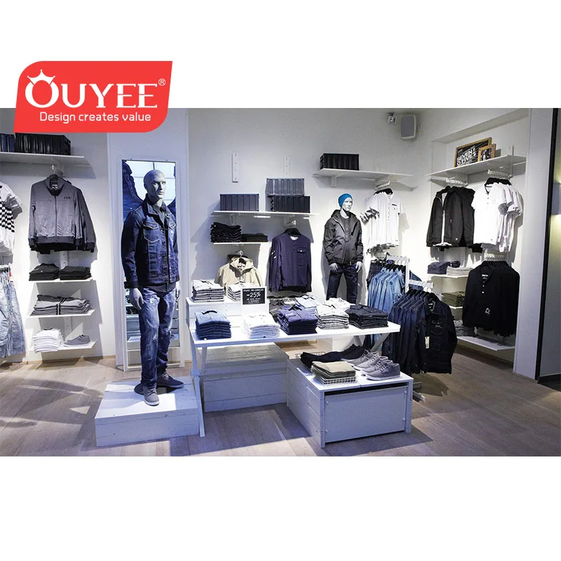 Op Maat Gemaakte Moderne Stijl Kleding Vitrinekast Winkel Winkel Decoratie Kiosk Heren Pak Kleding Winkel Interieurontwerp