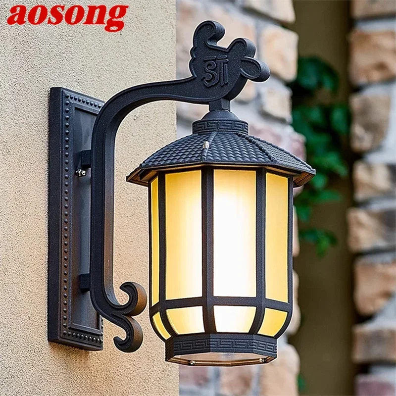 AOSONG Contemporary LED Outdoor Wall Lamps Electric Simplicity Waterproof Balcony Hallway Courtyard Villa Gate Hotel