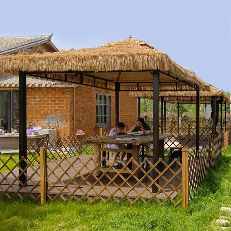 Thatched Pavilion Outdoor Courtyard Garden Four Corner Pavilion Outdoor Yard Villa Homestay Tent Advertising Awning