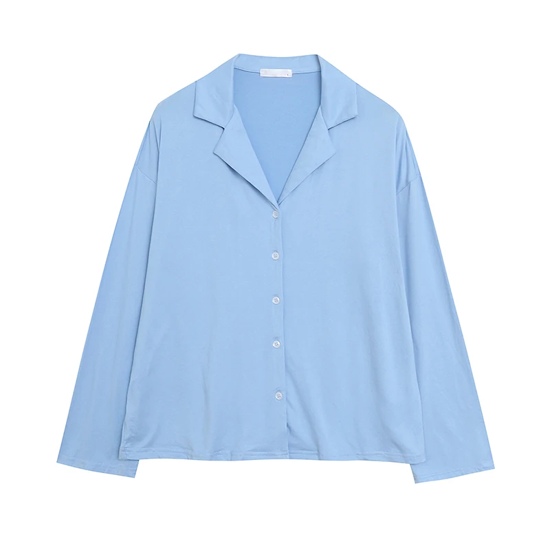 Soft Comfortable Skin-Friendly Spring Ladies Elastic Long Sleeve Single Button Home Clothes Loose Slimming Nightgown