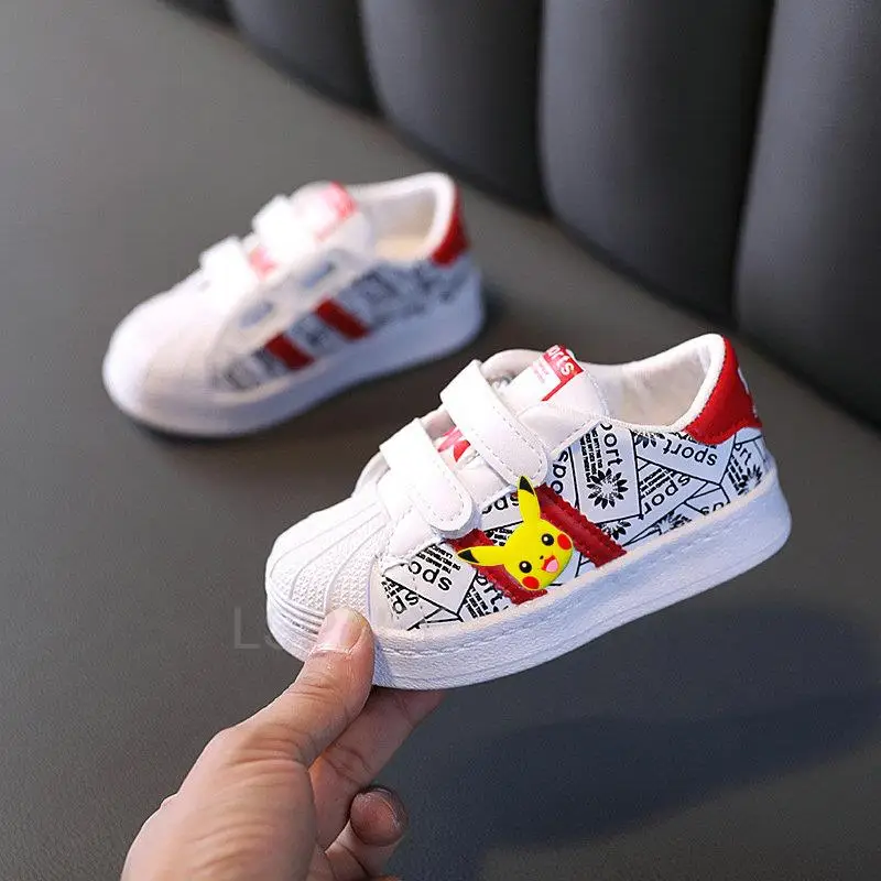 White Sneakers Pokemon Pikachu Children Platform Sport Shoes Girls Height Increase Shoes Boys Black Wedge Heels Sneaker