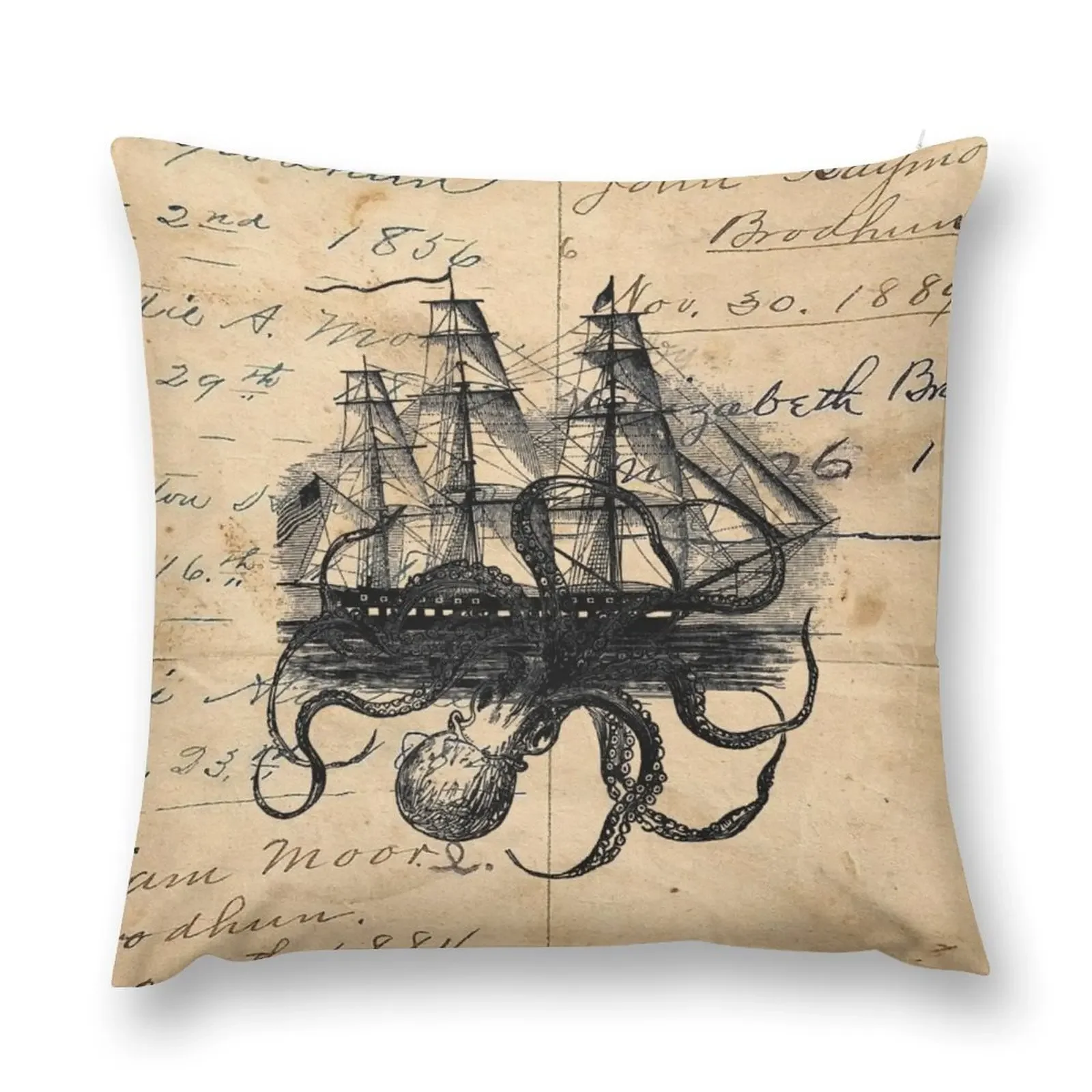 Kraken Attacking Ship on Ledger Design KAS947 Throw Pillow Sofa Cushions Cover ornamental pillows Christmas Pillow Covers pillow