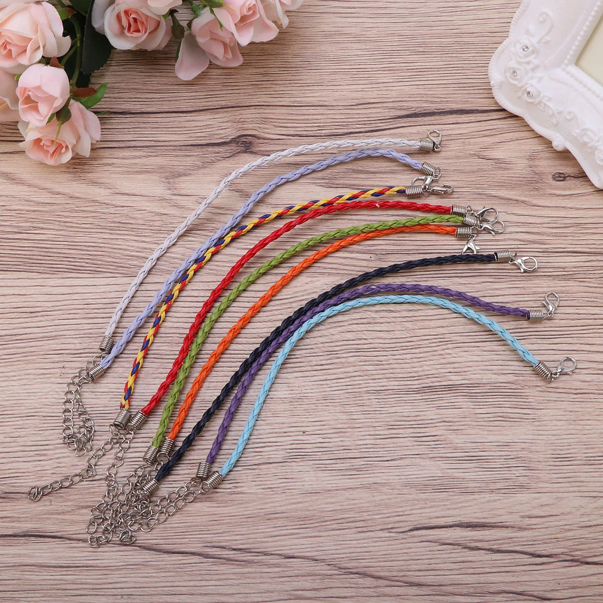 

50pcs Lobster Claw Clasp Bracelet Cords Multi Color Plaited Ropes Diy Handicrafts Jewelry Making Charms Mixed Colors