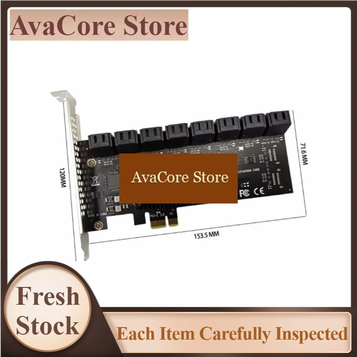AvaCorePromotion PCIE SATA Adapter Mining 16 Ports SATA 6Gb to PCI Express Controller Expansion Card PCIe to SATA III Converter