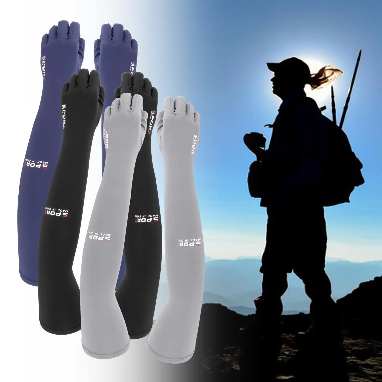 การบีบอัด Cooling sleeves up Fingerless ถุงมือ Camping Cuffs สําหรับขี่จักรยานเดินสวนพายเรือเด็ก