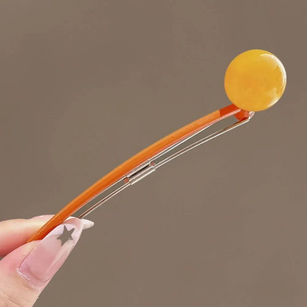 Cute Colorful Bead Horizontal Hair Clip Candy Color Non-Slip Clip Hairpin Hair Styling Tool Women Girl