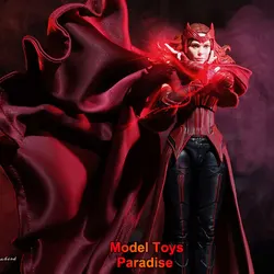 1/12 Women Soldier Scarlet Witch Red Cloak Marvel Super Hero Wanda Long Red Cape Fit 6inch Action Figure Body