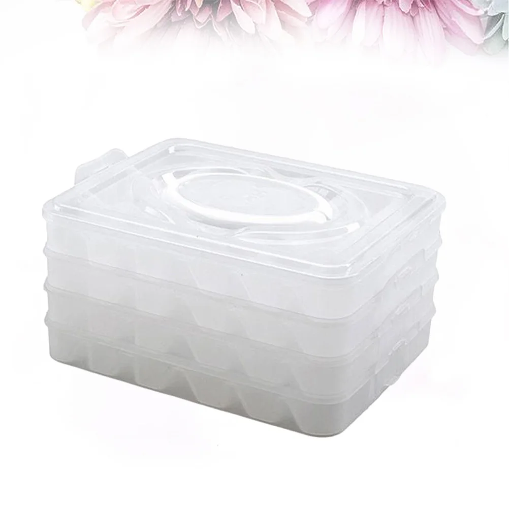 

4-Layer Transparent Dumpling Storage Box Stackable Pp Container Non-Stick Grids Food Preserving Organizer Kitchen Camping
