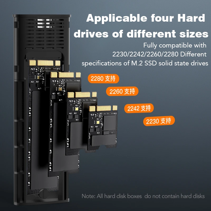 Blueendless Dual Protocol M2 Ssd Behuizing Nvme Sata Draagbare Aluminium Ssd Behuizing Type-C Usb 3.1 10Gbps Kabel legering Harde Schijf