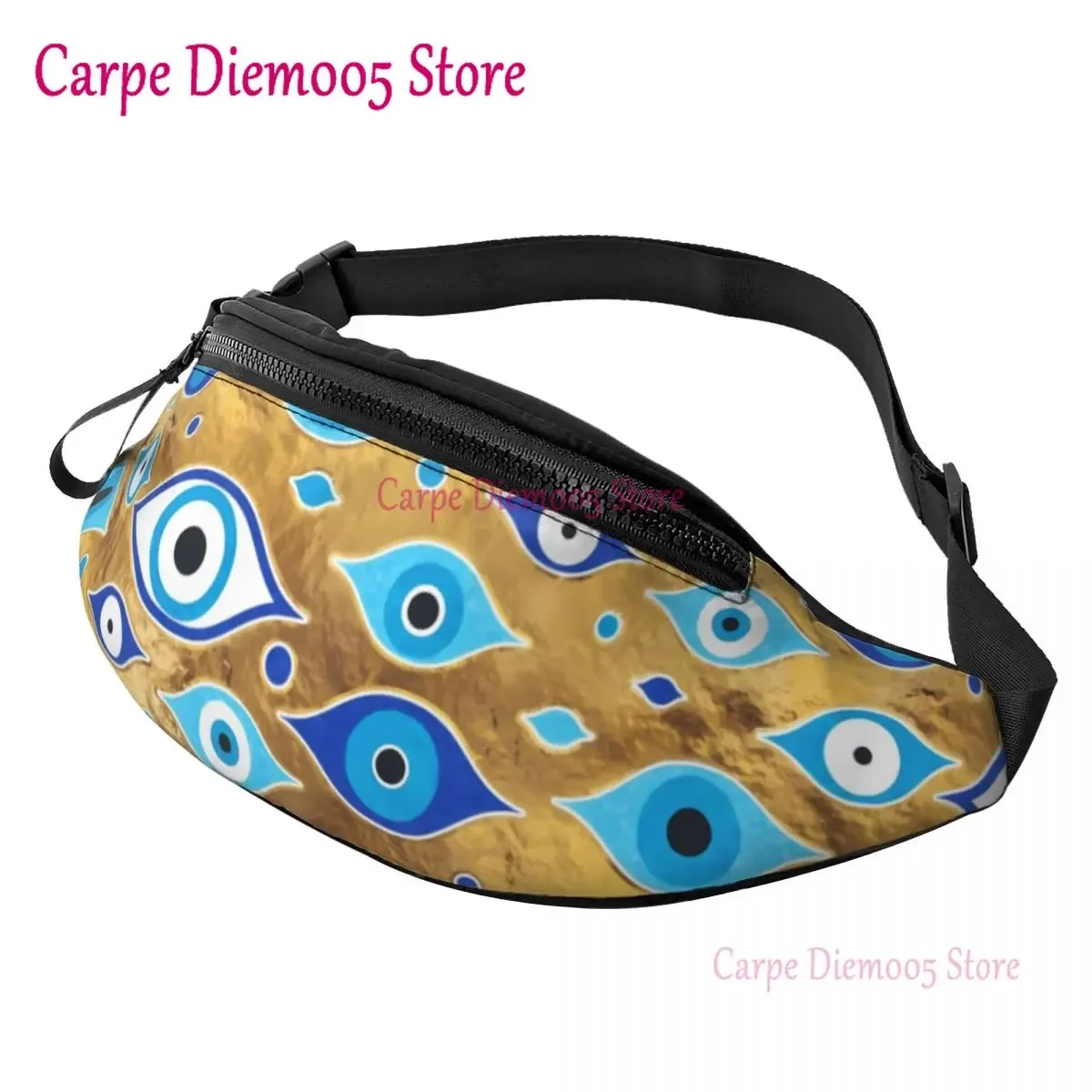 Evil Eye Print Waist Bag Greek Mati Mataki Print Polyester Waist Pack Bicycle Women Bag