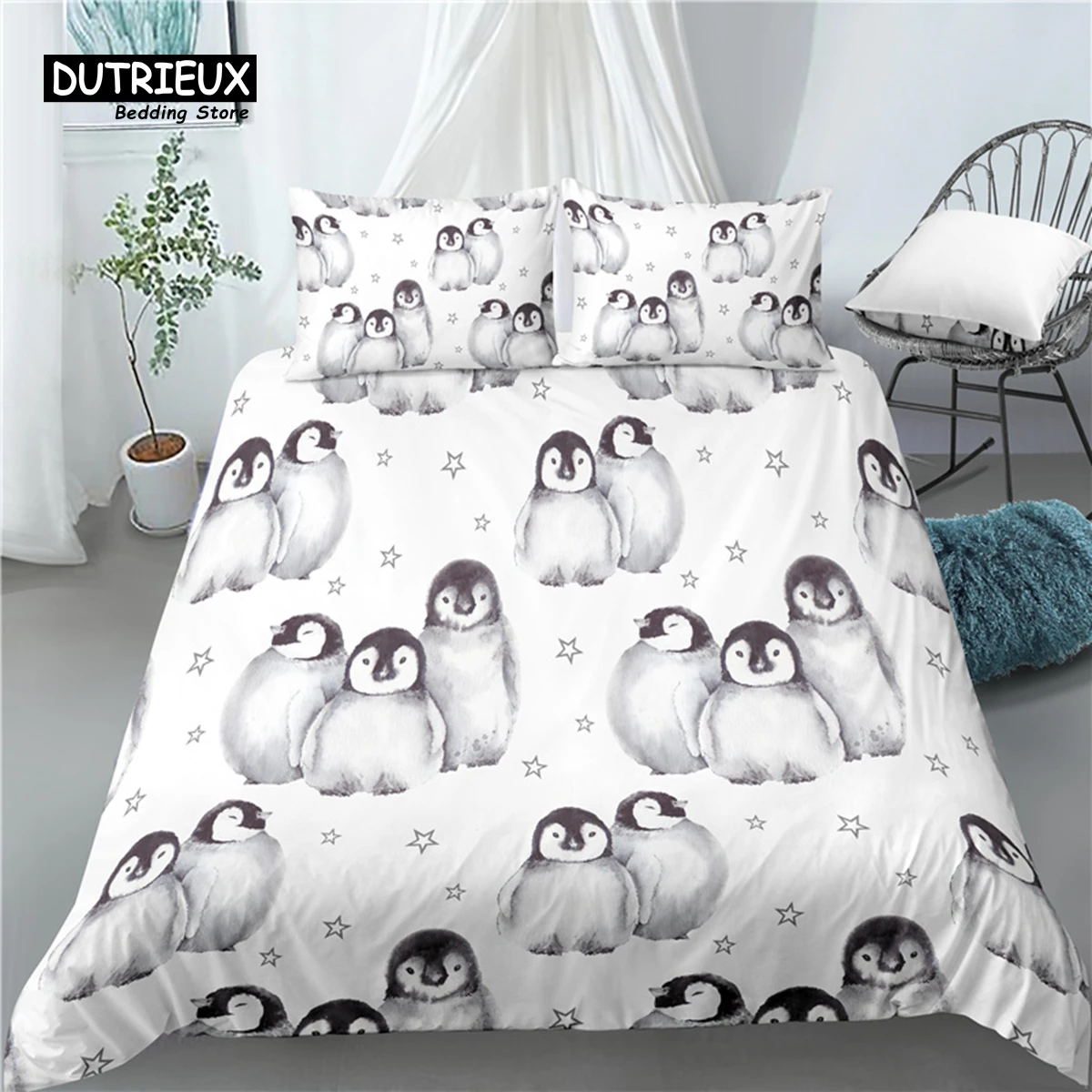 

Home Living Luxury 3D Penguin Print 2/3Pcs Comfortable Duvet Cover PillowCase Bedding Sets Queen and King AU/EU/US Size