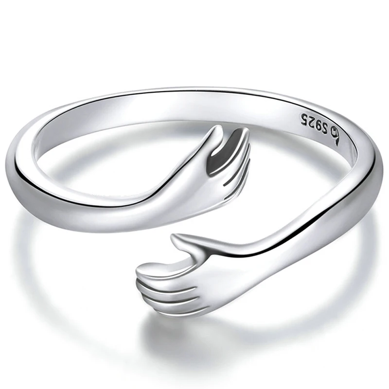 Tigrade Solide 925 Sterling Silber Arm Umarmung Offene Ringe für Frauen Männer Geschenk Sterling Silber Ring Resizable Einfache Mode Schmuck – Detail 2