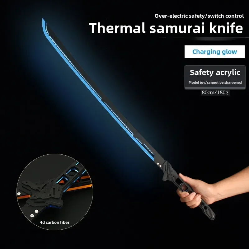80cm/31.5in Cyberpunk Samurai Katana Light Sword Thermal Energy Luminous Toys Cosplay Swords Game Peripherals Model Props Gift