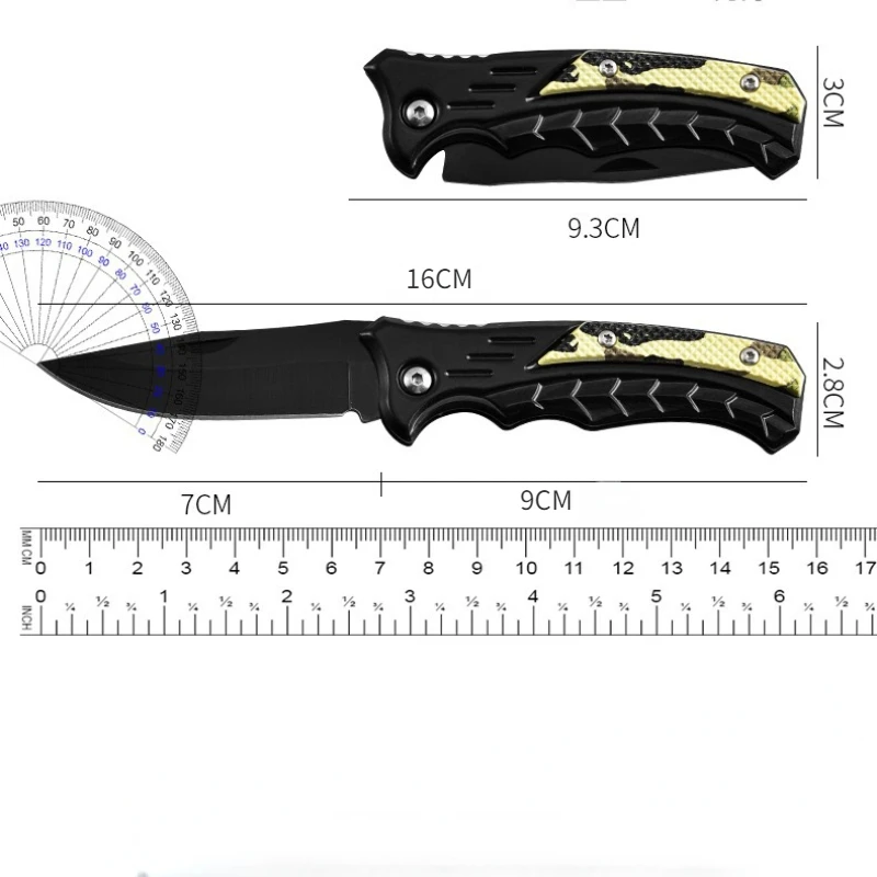 Stainless steel outdoor folding knife, mountaineering, self-defense, self-defense, portable high-hardness pocket knife