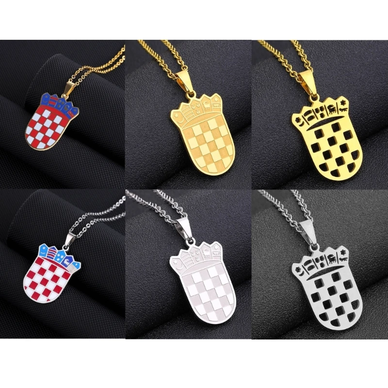 Croatia Map Pendant Necklace Fashionable Croatian Neckchains Adjustable Ethnic Collarbone Chains Couple Jewelry