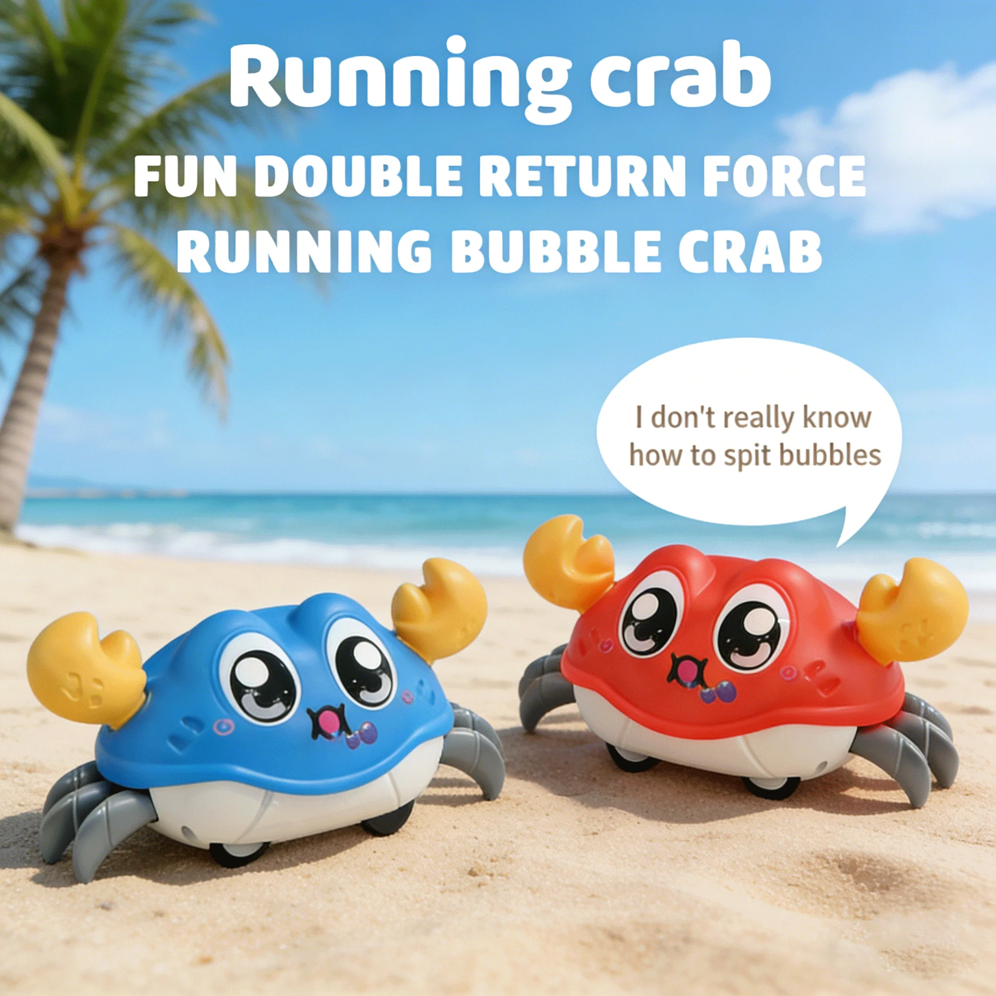 

Crawling Crab Toy Fun Double Return Force Toys Infant Learning Crawl Walking Cartoon Cute Montessori Toy for Kids Children Gifts