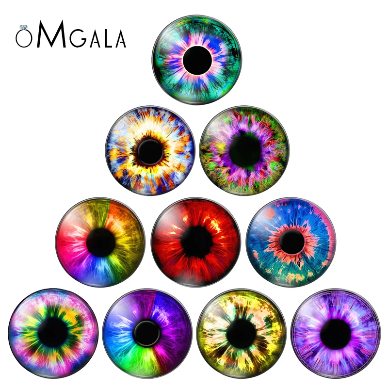 In Pairs Dragon Cat Doll Eyes Patterns 10pcs 10mm/12mm/14mm/20mm/25mm Round photo glass cabochon demo flat back Making findings