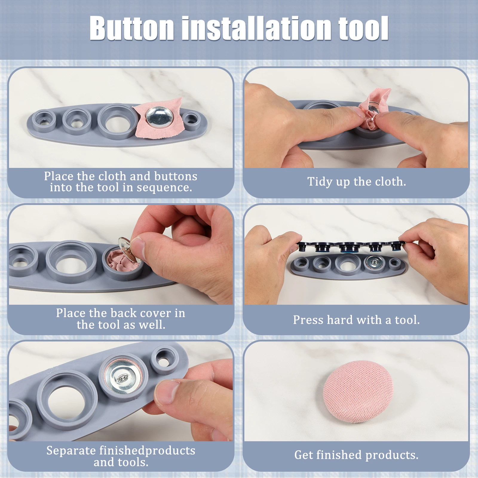100Pcs Cover Button Kit 5Different Size Cover Buttons with 5in1 Button Tool Aluminum Alloy Button Craft Kit DIY Covered Buttons