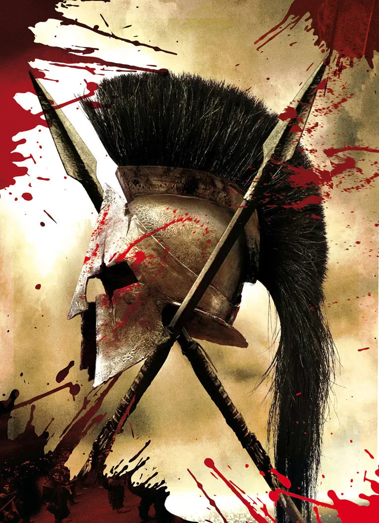 Póster de seda con estampado de película de arte espartano 300, decoración de pared para el hogar