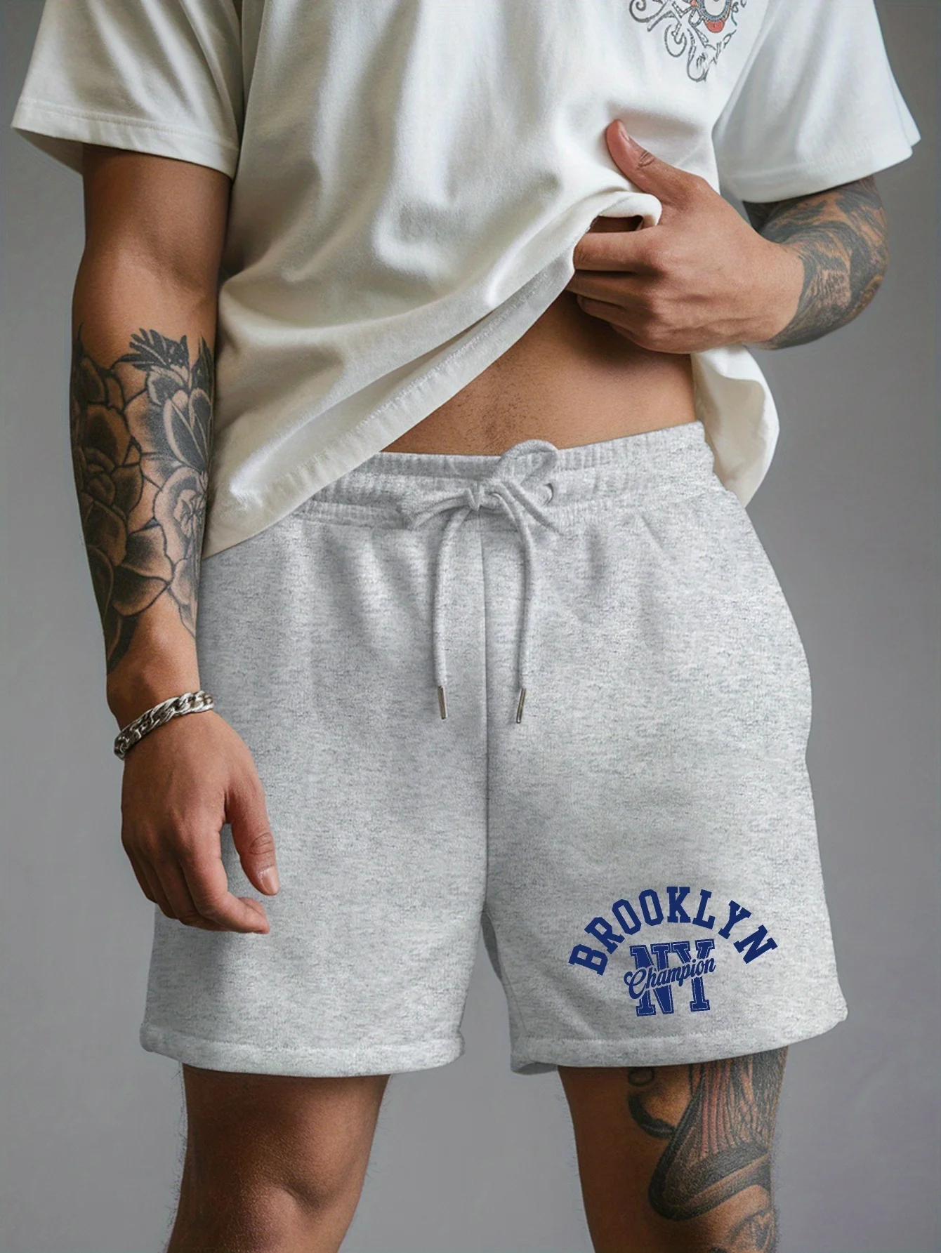 

Men's Summer Letter Print Casual Shorts, Loose Fit, Elastic Waistband with Drawstring, Suitable for Outdoor and Everyday Wear