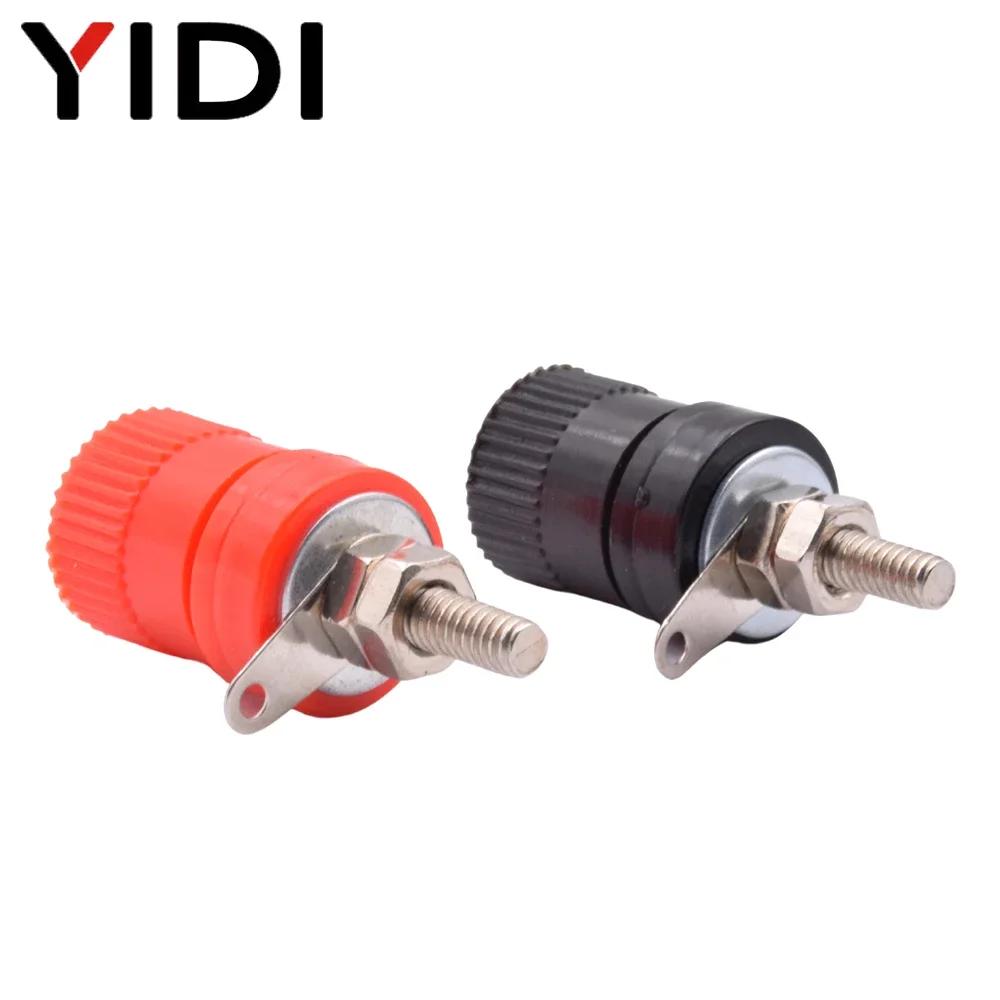10pcs/lot Red Black Audio Amplifier Speaker Binding Post Panel Mount Connector 4mm Banana Plug Jack Socket Nickel Plate Terminal