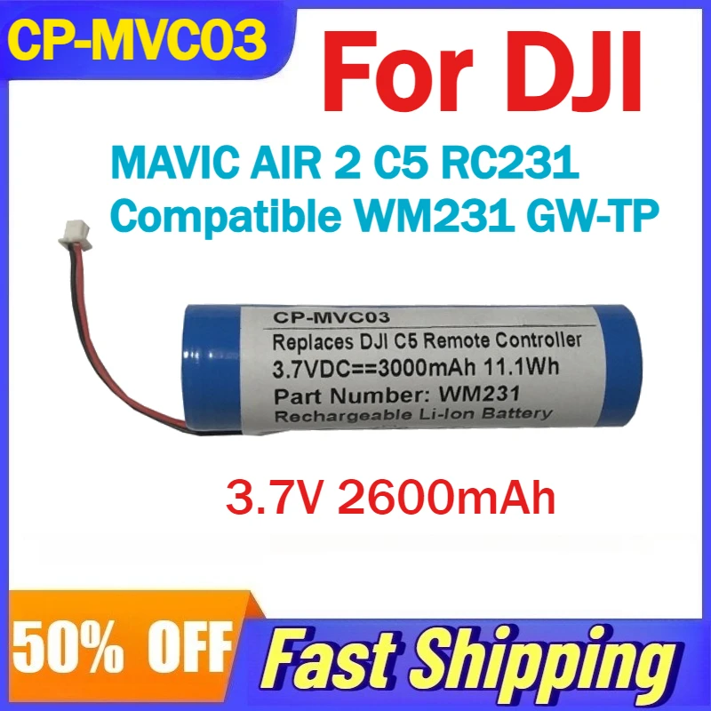 

3.7V 2600mAh CP-MVC03 Battery for DJI MAVIC AIR 2 C5 RC231 Remote Control Compatible WM231 GW-TP Rechargeable Batteries