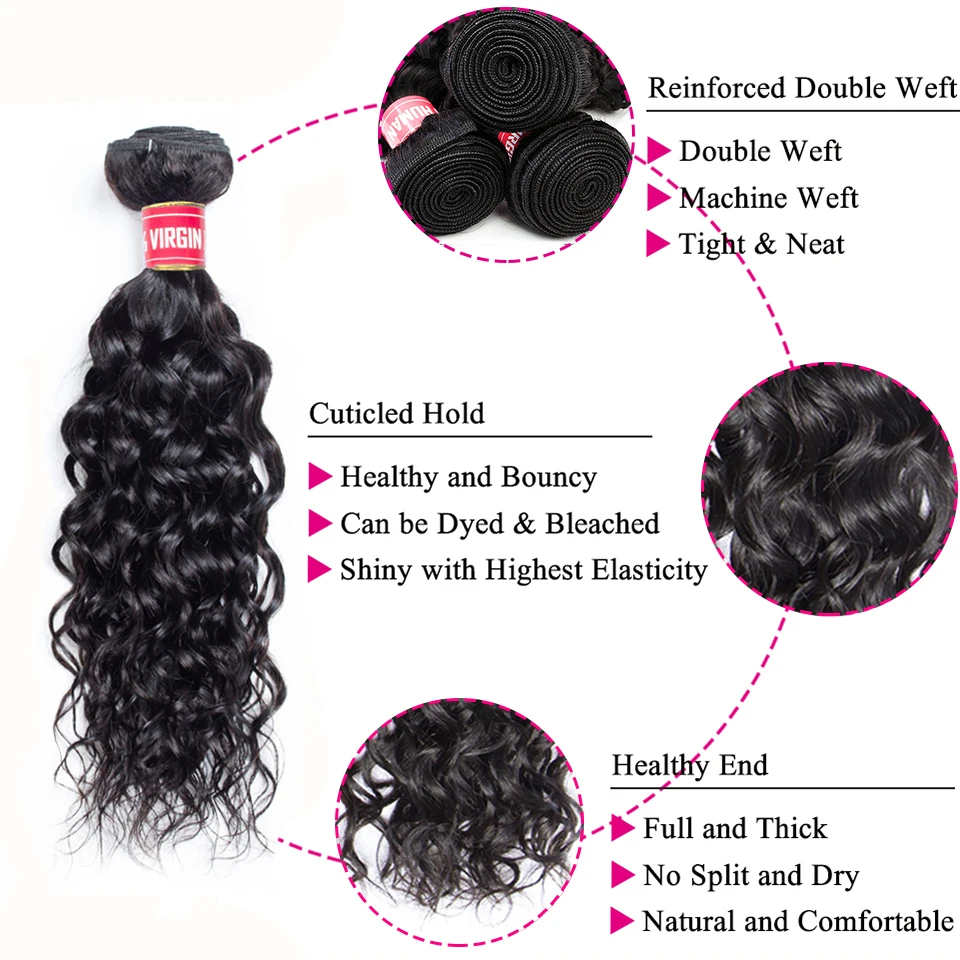 30 Inches Water Wave Bundles With Closure Brazilian Remy Wavy Human Hair Bundles With 4x4 Lace Closure Free Part Lulalatoo Hair