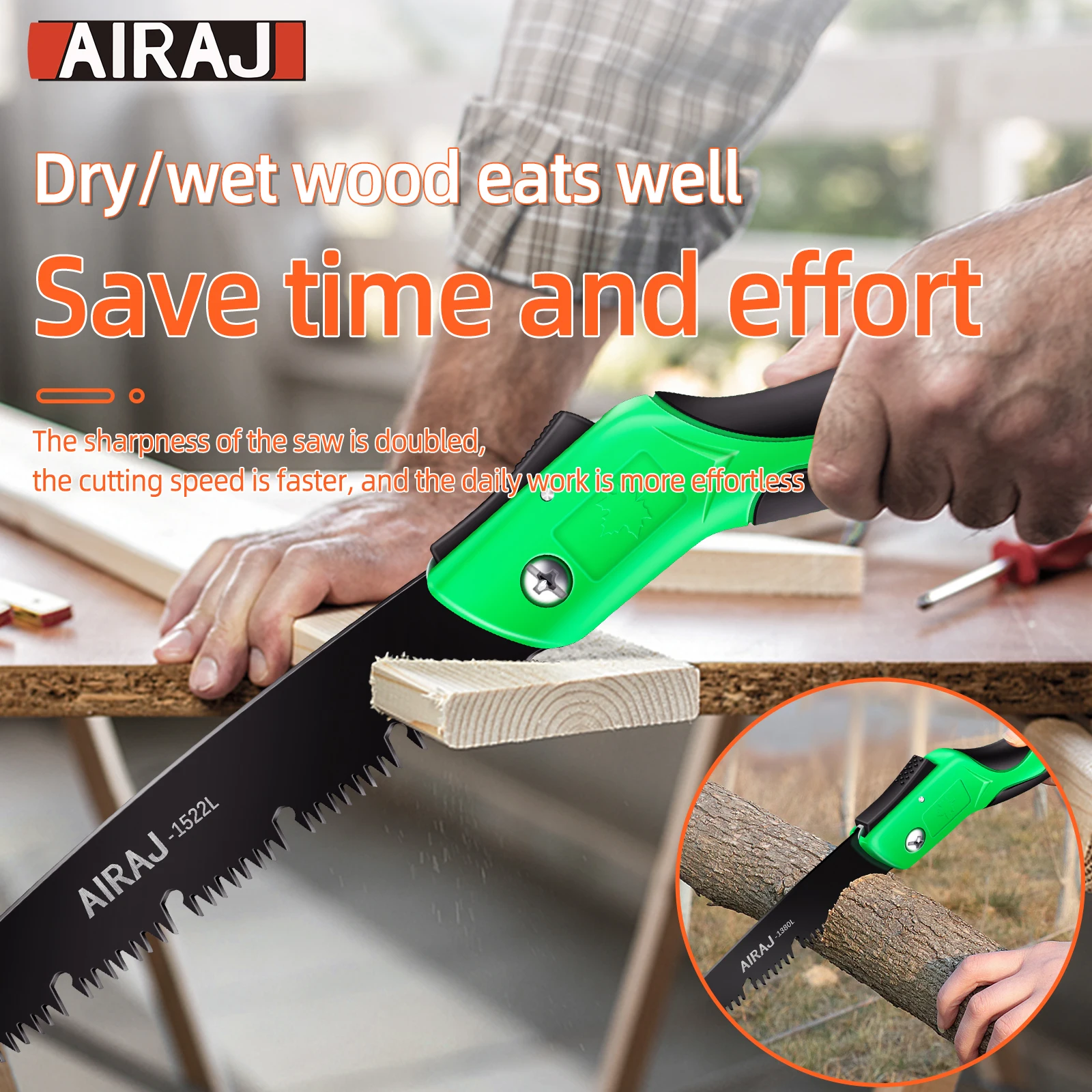 AIRAJ Multifunctional Folding Saw Steel Sharp And Wear-Resistant Portable Household Hand Saw Woodworking Saw image 6
