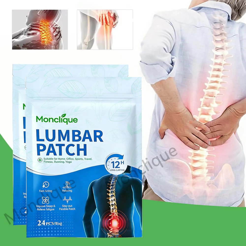 24/48PCS Lumbar Massage Patch Moxibustion Hot Compress Chiropractic Care Breathable Sticker Relax Stiff Muscles Waist Massager