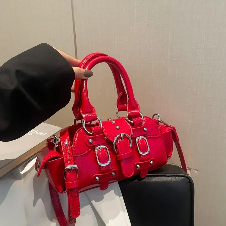

Rivets Crossbody Bag - 2025 Edgy Spice Girl Shoulder Purse, Concert Waist Bag, Street Style Baguette, Vintage Motorcycle Handbag