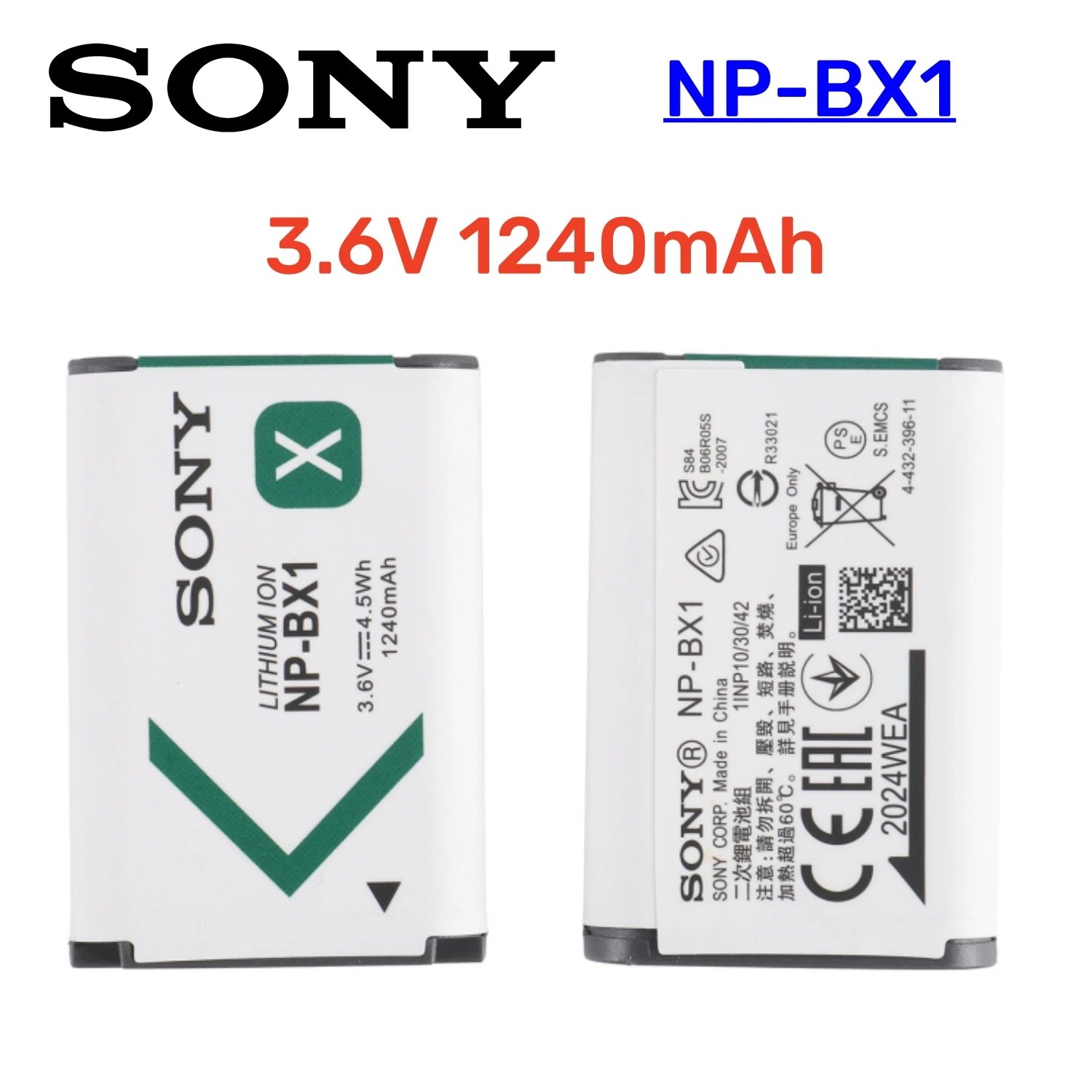 Original 1240mAh NP-BX1 Battery for Sony DSC-RX100 DSC-WX500 IV HX300 WX300 HDR-AS15 X3000R MV1 AS30V HDR-AS300