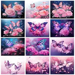 CHENISTORY Pictures By Number Butterfly and Flowers Kits Home Decoration Painting By Number Drawing On Canvas HandPainted Art Gi