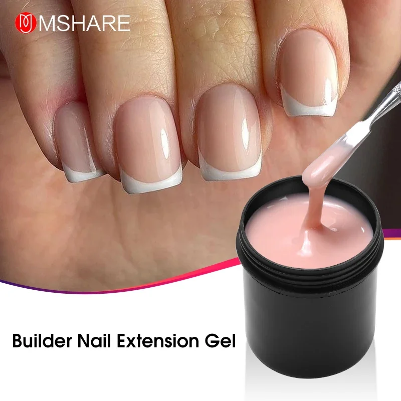 

MSHARE Natural Nude Builder Nail Extension Gel French Tips Manicure Uv Construction Hard Gel self-leveling in Bottle 142g