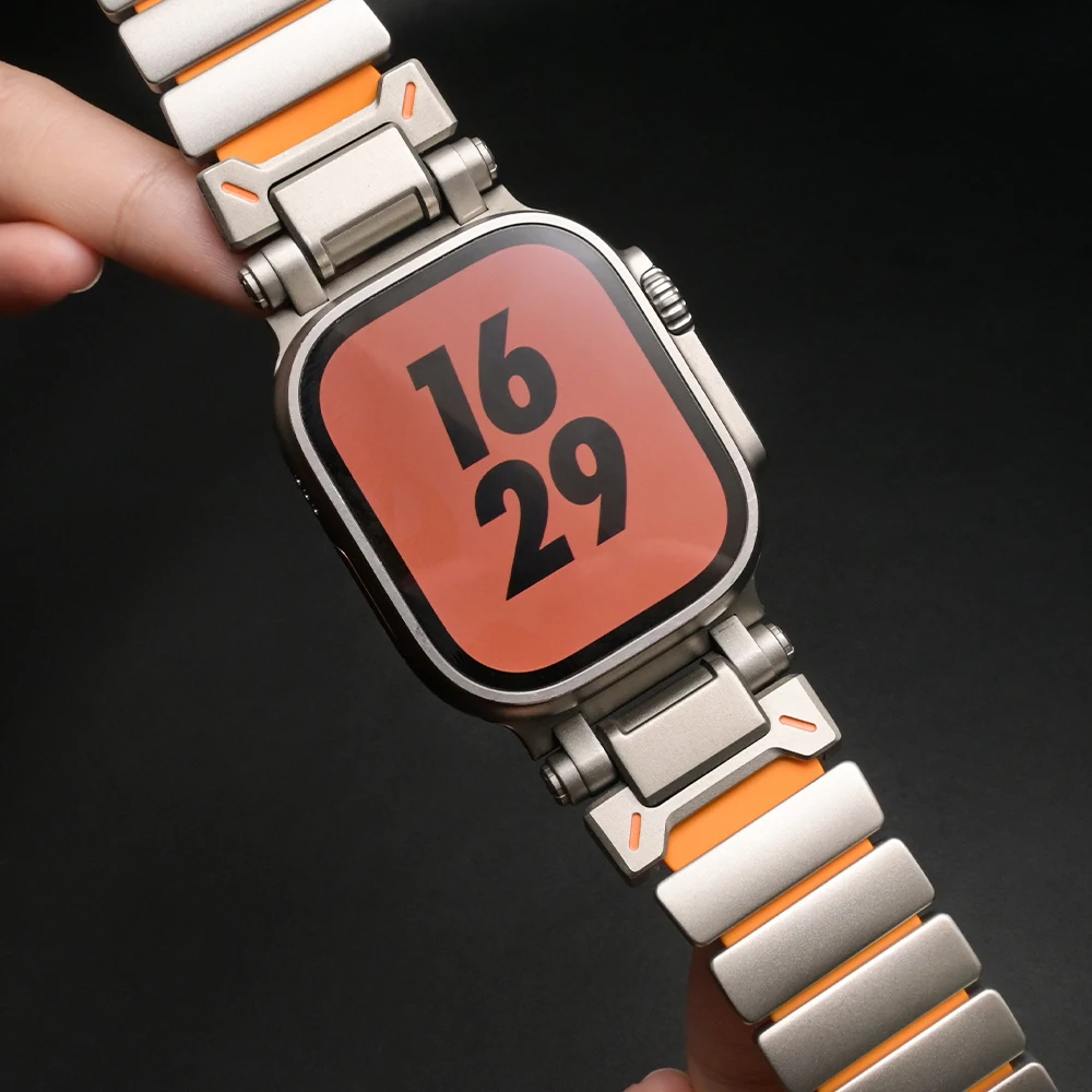 Men Titanium Strap for Apple Watch Ultra 3 Band 49mm Metal Rubber Bracelet for Iwatch Series 11 46mm 10 9 8 7 6 5 SE3 44mm 45mm