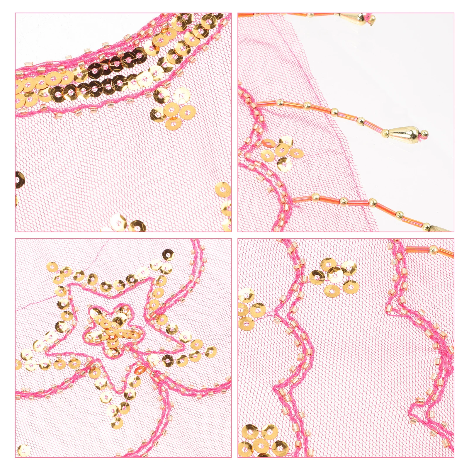 정교한 금색 비즈 페이스 체인 메쉬 베일 여성용 벨리댄스 의상 액세서리 신비로운 가면무도회 파티 소품