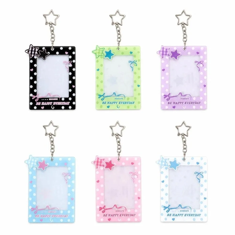 INS 3 Inch Kpop Photocard Holder Polka Dot Stars Picture Display Idol Photo Frame Acrylic Pendant Card Holder