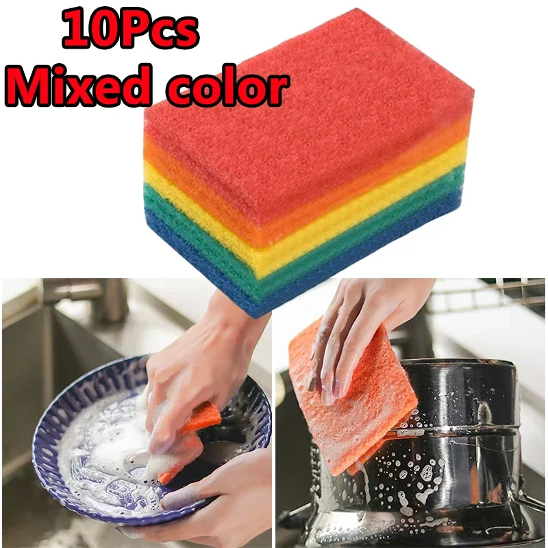 

10Pcs Sponge Scouring Pad Double Sided Scrub Pads for Home Kitchen Cleaning Pot Pan Washer Scrubbing Pad Kitchen Accessories