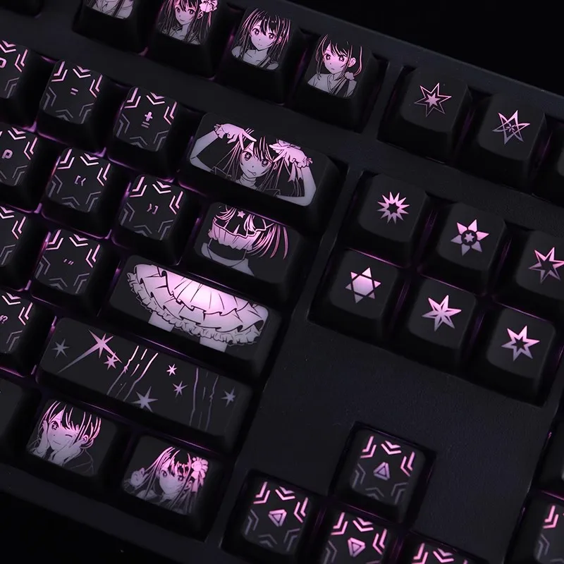 1 Set Oshi No Ko Hoshino Ai Backlit Keycaps For Logitech G610 G Pro X Razer BlackWidow Huntsman Corsair K70 K95 K100 Key Caps