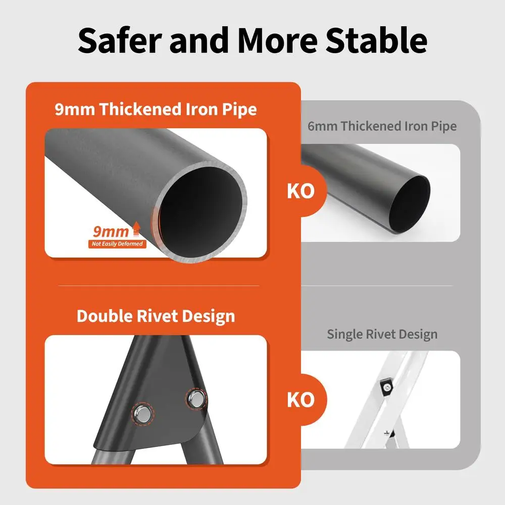 4-Step Folding Ladder Stool Anti-Slip Steel Construction Portable 900lbs Load Capacity