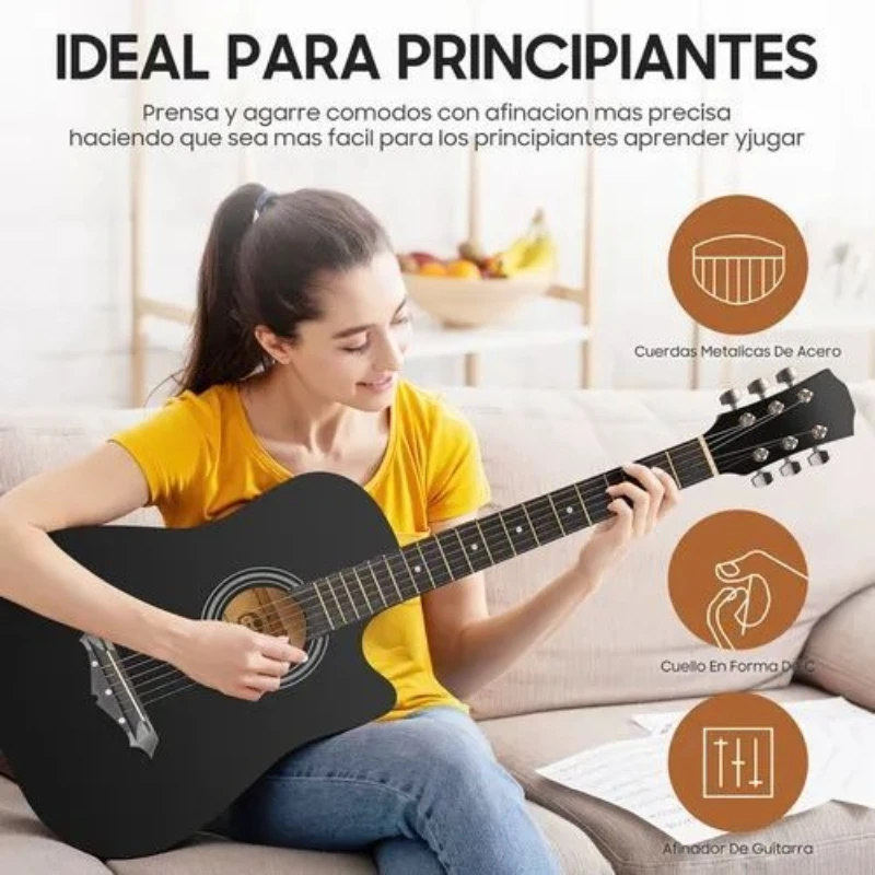 

38 Inch Folk Guitar Set Beginners Practice Guitar 18 Tone Open String Winding Device Guitars Basswood Composite Board Guitars