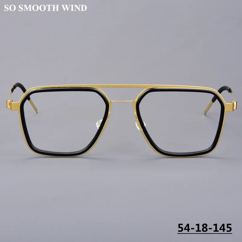 Double Beam Titanium Glasses Frame Men Large Frame Eyeglasses Big Face 9753 Spectacles Women Ultralight Screwless Pilot Eyewear