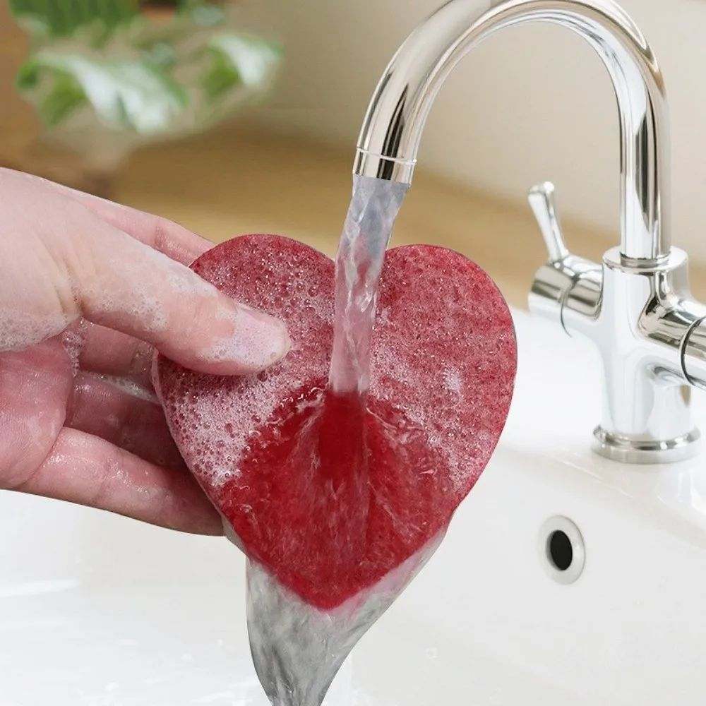3/5/10pcs Heart Shaped Kitchen Scrub Sponges Durable Non-Scratch Surface Cleaning Pads Effortless Cleaning Absorbent