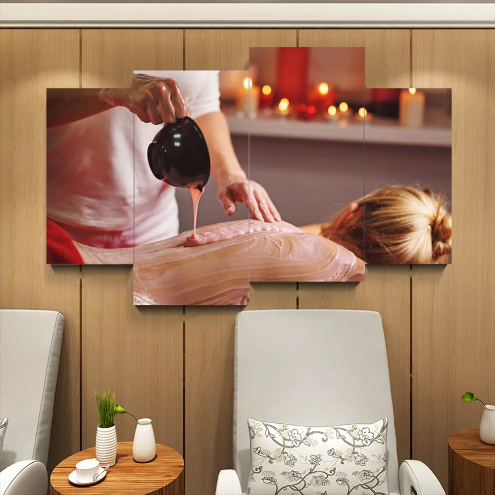 

No Framed 4 Pcs Cupping Glass Health Body Massage Spa Beauty Salon Wall Art Canvas Posters Pictures HD Paintings Home Decor