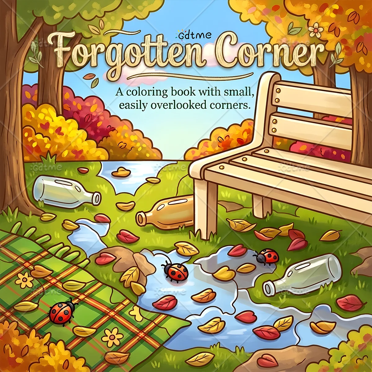 Forgotten Corner Coloring Book ,Nature Scenery, Thick Line Stress Relief Coloring Pages for Adults, Mindfulness Art Therapy Book