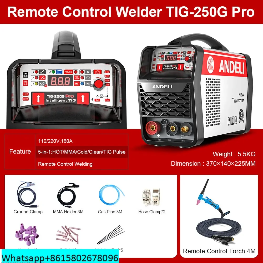 Zgrzewarka ANDELI 110/220V na zimno gorąca/zimna/MMA/czysta/TIG impuls 5 w 1 falownik IGBT wielofunkcyjna TIG-250GPRO spawarka TIG