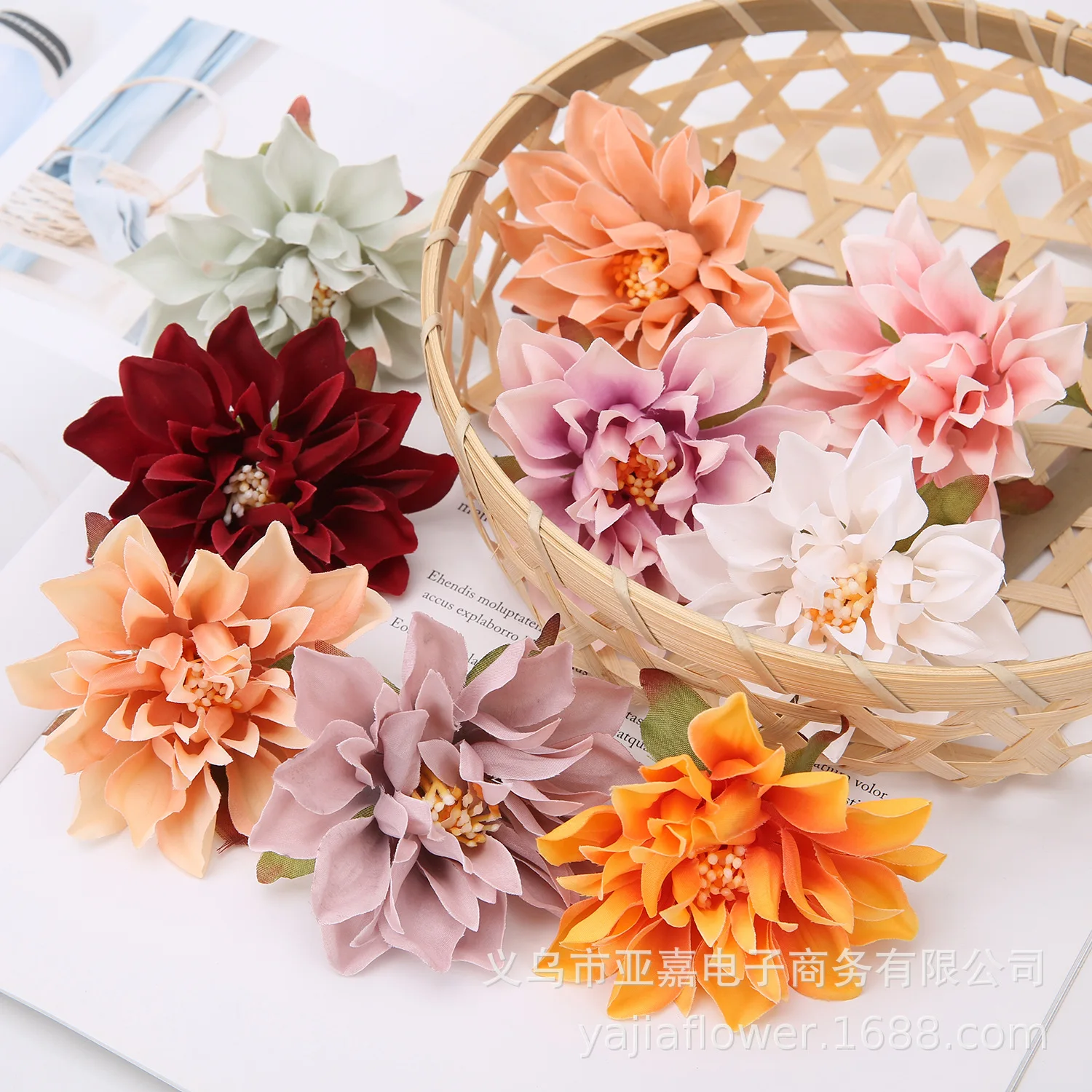 Dahlia Flower Heads Artificial Flower for Home Decor Fall Flowers Wedding Party Wreath Silk Dahlia Crafts Fake Flowers