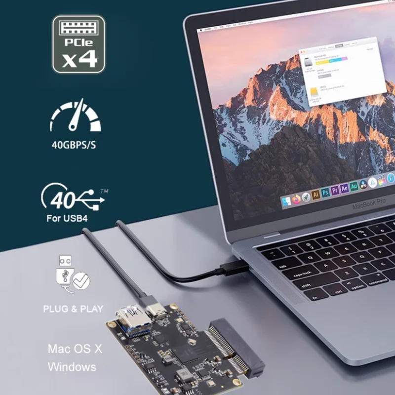 Imagem -05 - Doca de Expansão para Placa Gráfica Externa Thunderbolt Placa Adaptadora Usb Core 40gbps Tipo-c Alta Velocidade para Pci-e 4x